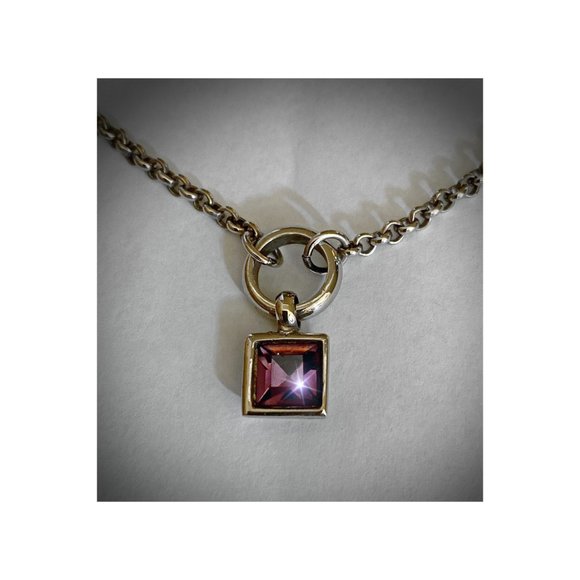 Princess Cut Purple Crystal Necklace - Picture 3 of 4